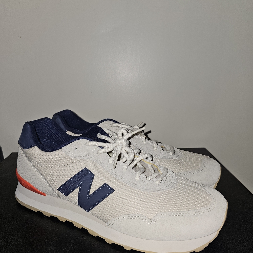 New Balance Men's Cream and Navy Sneakers